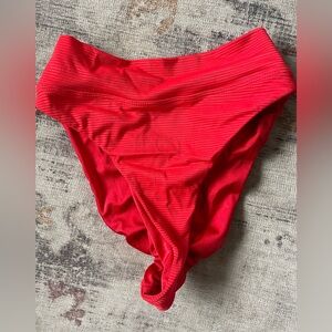 Salty honey thigh high red ribbed scrunch bum swim bottoms